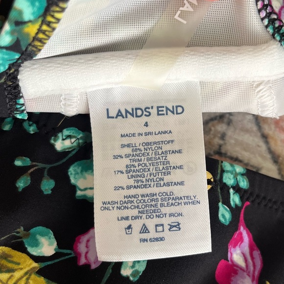 Lands End black and white retro floral bikini top and bottom set size S - Picture 5 of 8